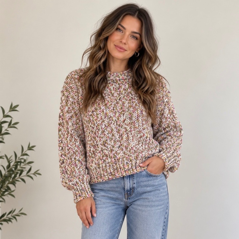 COS Chunky Multicolour Wool Blend Knit Sweater – XS